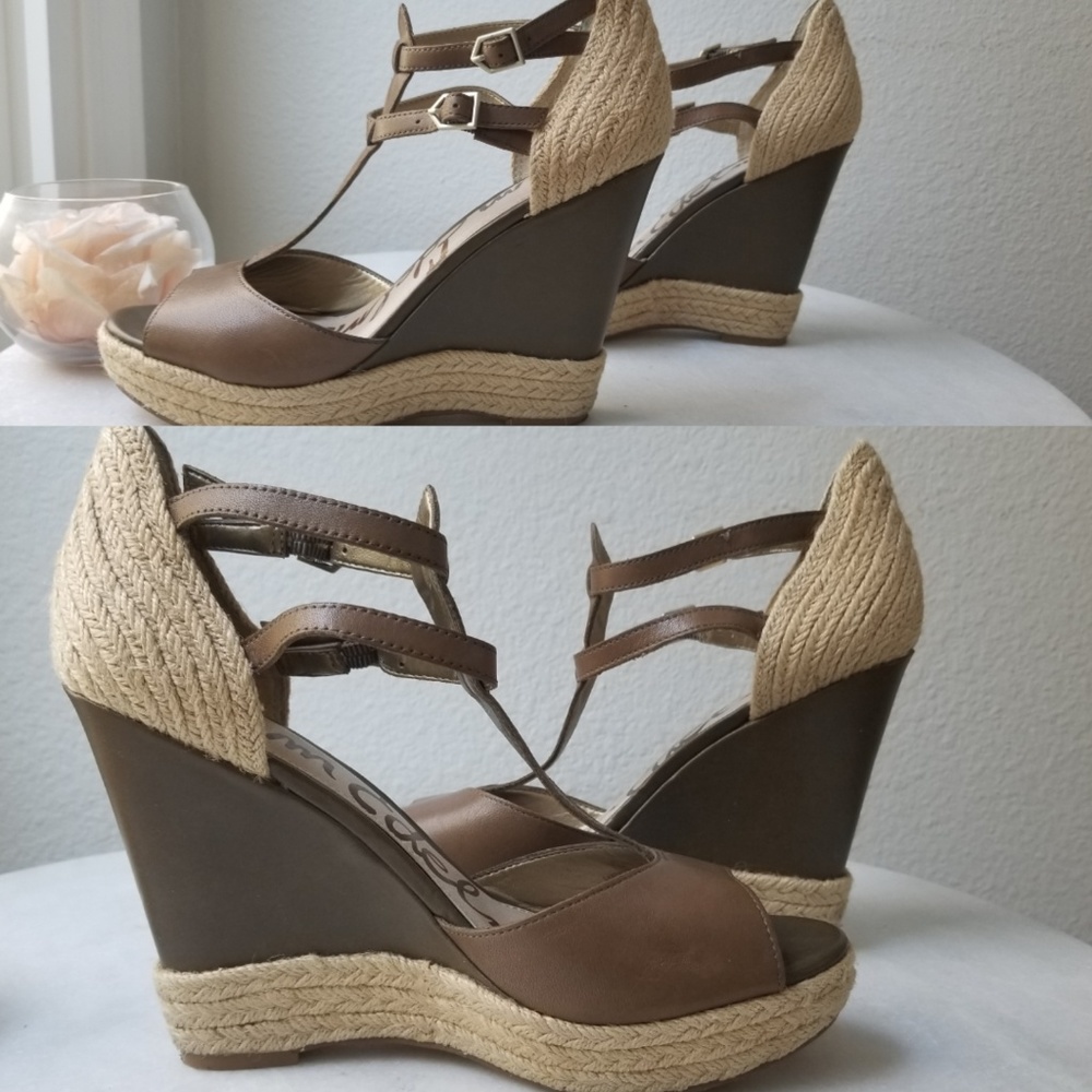 Sam Edelman leather open toe wedges size 7.5 - Picture 6 of 7